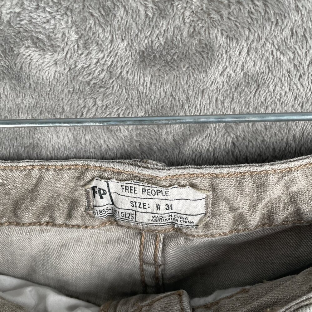 Free People Distressed Skinny Jeans Women’s W31 Khaki Green Stone Washed Y2K - Picture 3 of 8